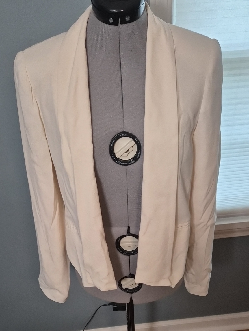 LC Lauren Conrad Cream Shawl-Collar Open Blazer
